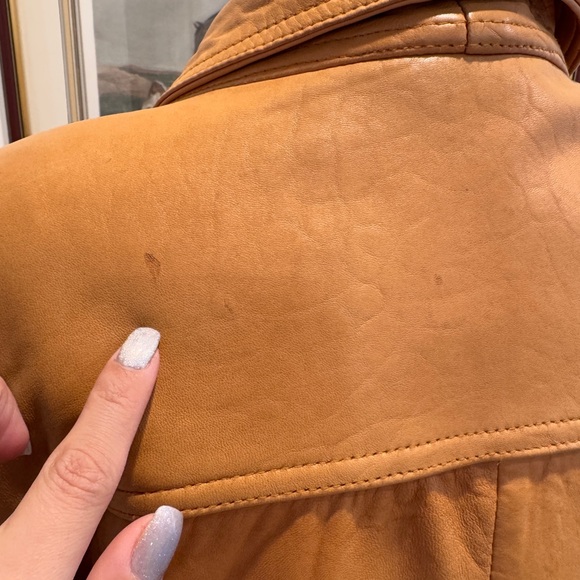 Vintage Latif  Women’s crop‎ Yellow Leather Jacket Size 40 - Picture 9 of 12